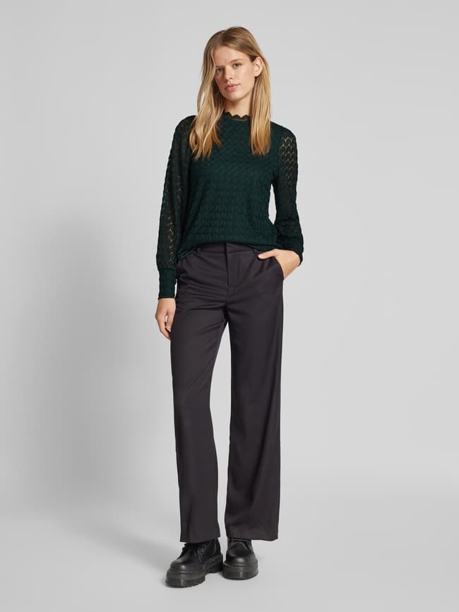 WOWENY Kanten blouse dames lange mouwen elegante blouse opstaande kraag
