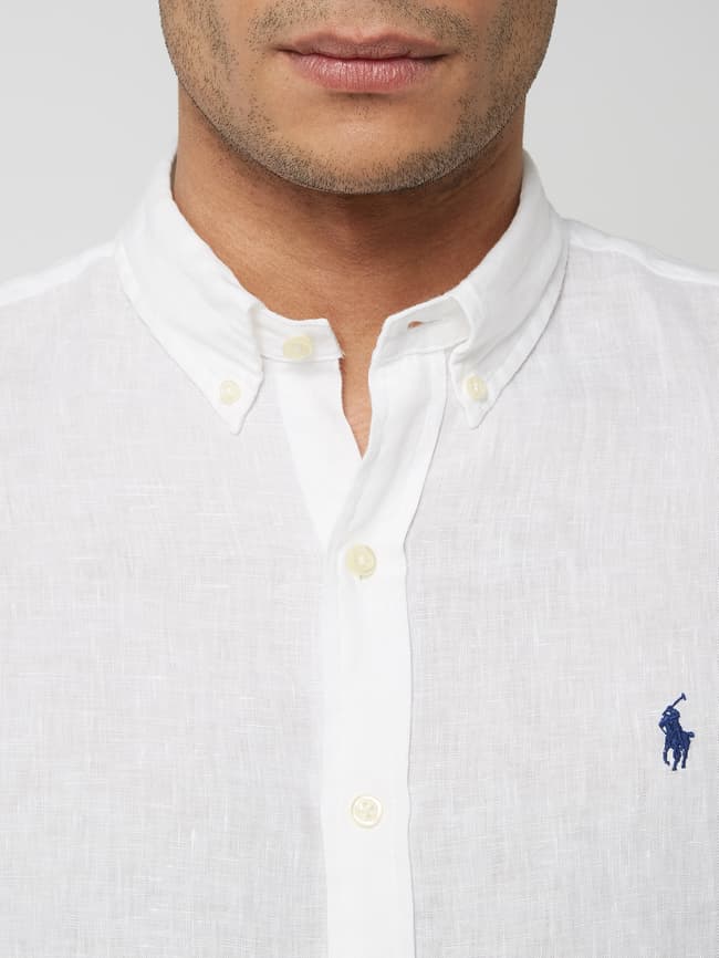 Van toepassing Hij wervelkolom Polo Ralph Lauren Slim fit linnen overhemd met korte mouwen in wit online  kopen | P&C