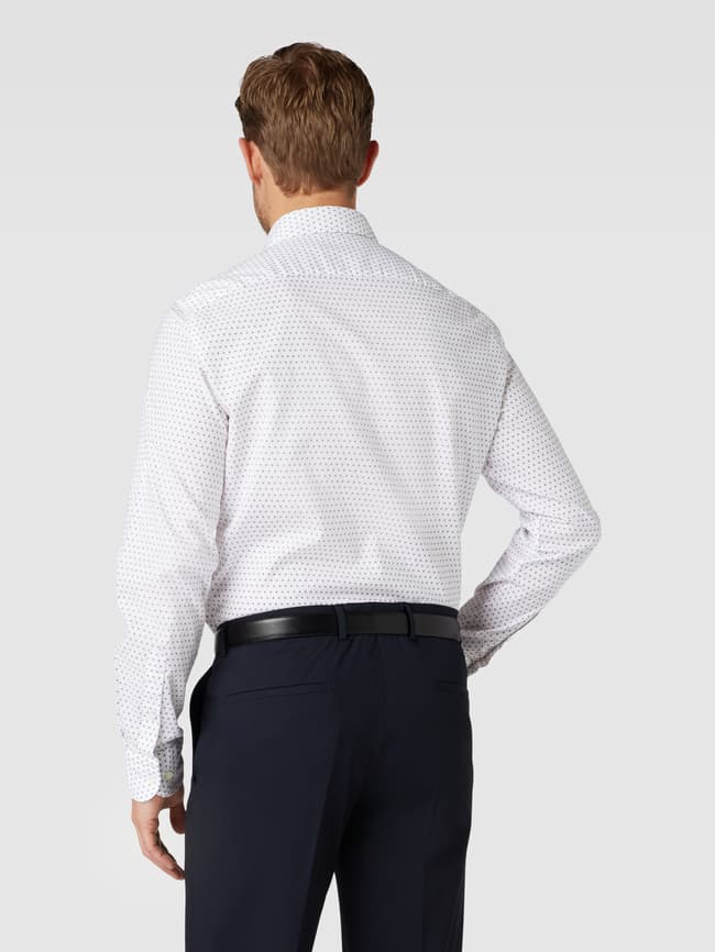 Tommy Hilfiger Regular Fit Business-Hemd mit Allover-Muster (weiss 
