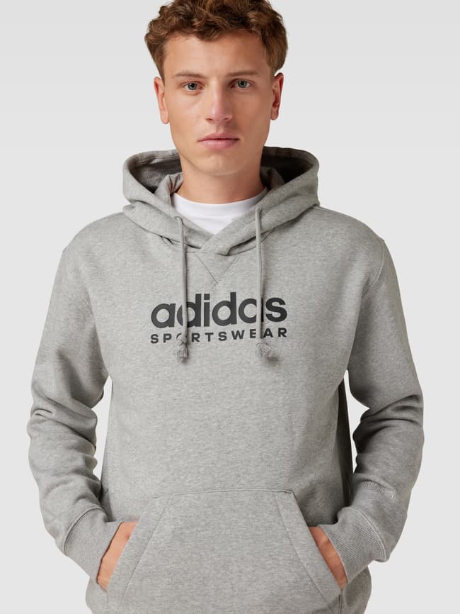 Adidas originals hoodie mit logo-streifen - mittelgrau meliert sale