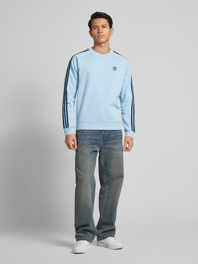 adidas Originals Sweatshirt mit gerippten Abschlüssen (hellblau