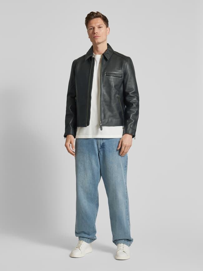 Samsøe Samsøe Lederjacke mit Reißverschlusstaschen Modell