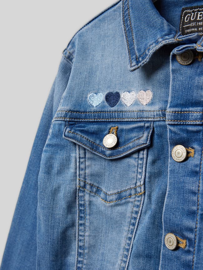 Guess Jeansjacke mit Motiv-Stitchings (blau) online kaufen