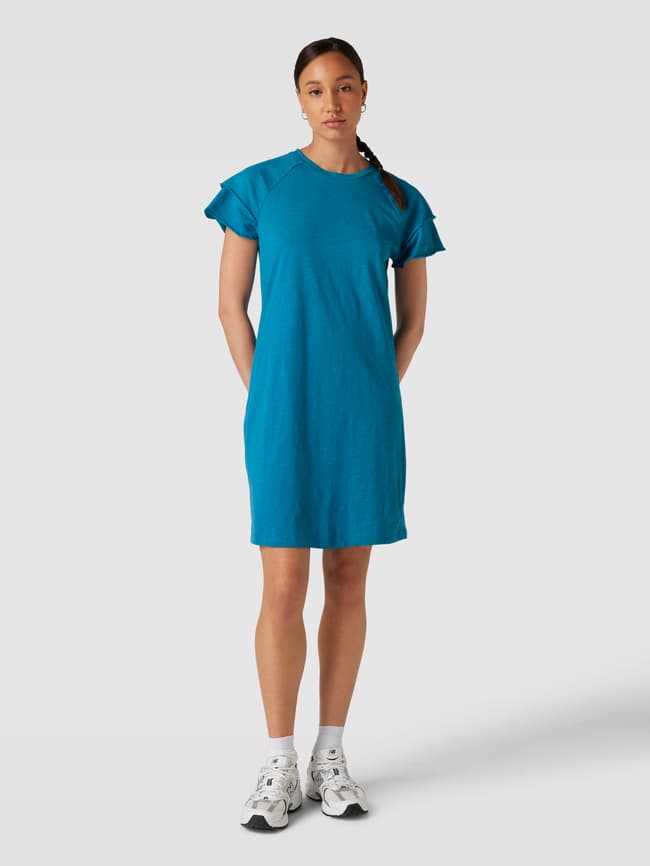 edc By Esprit Mini-jurk van katoen met ronde hals in turquoise