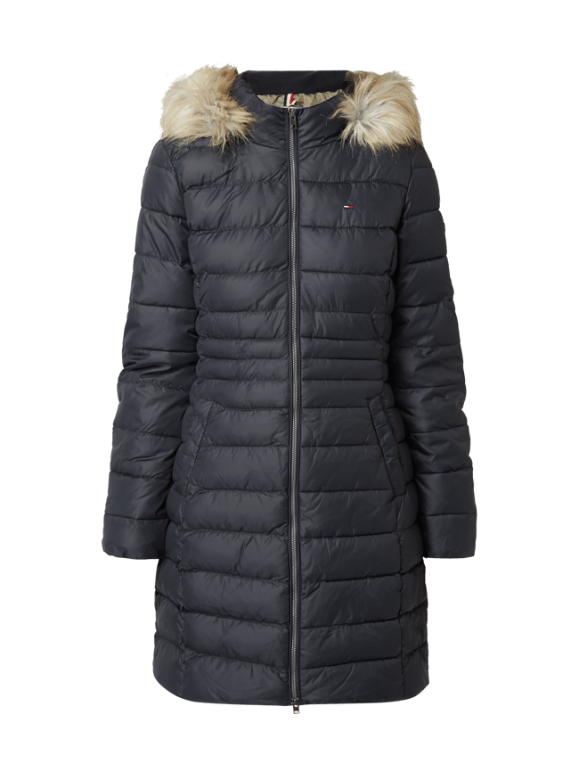 Tommy Jeans Steppmantel mit abnehmbarem Webpelzbesatz (black  