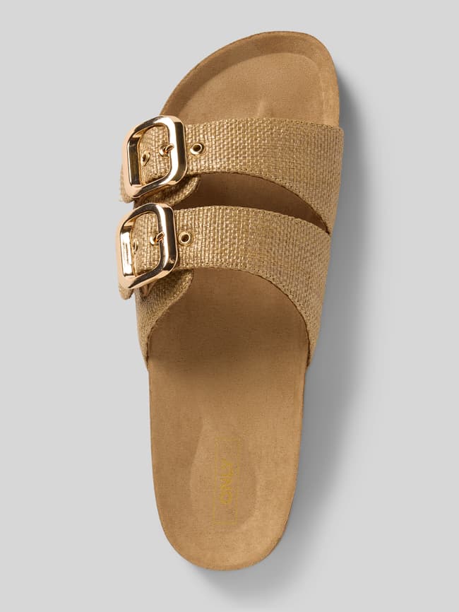 Only Slippers in geweven look, model 'MAXI-16 RAFFIA' in beige