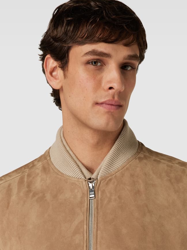 BOSS Lederjacke mit Stehkragen Modell 'Mersey' (beige) online kaufen