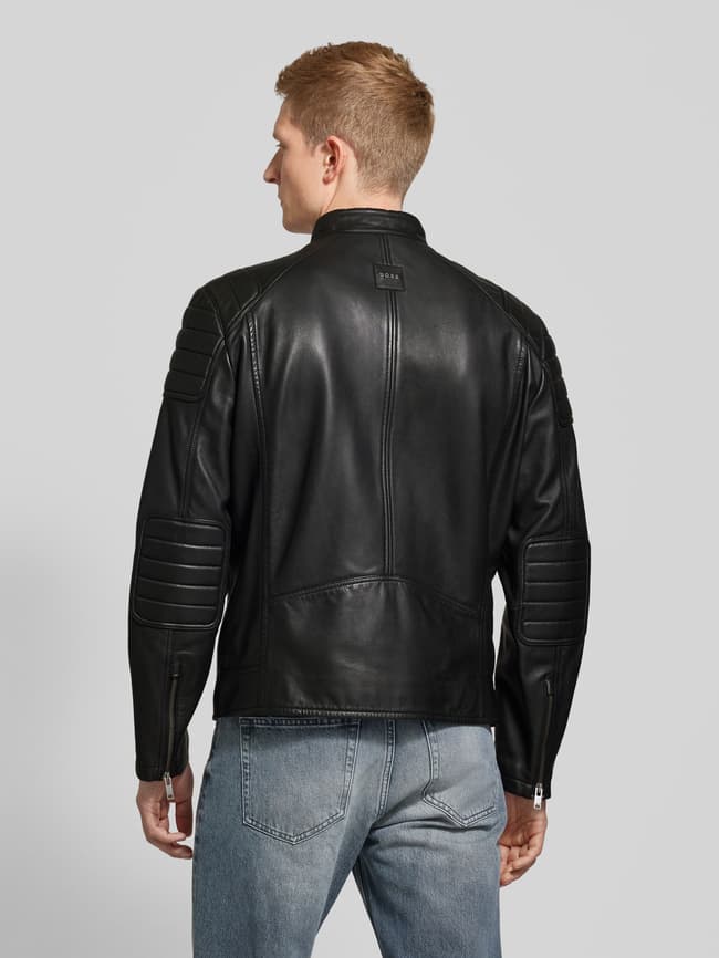 BOSS Orange Lederjacke mit Reißverschlusstaschen Modell 'Jomoto