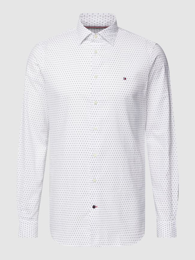 Tommy Hilfiger Regular Fit Business-Hemd mit Allover-Muster (weiss  