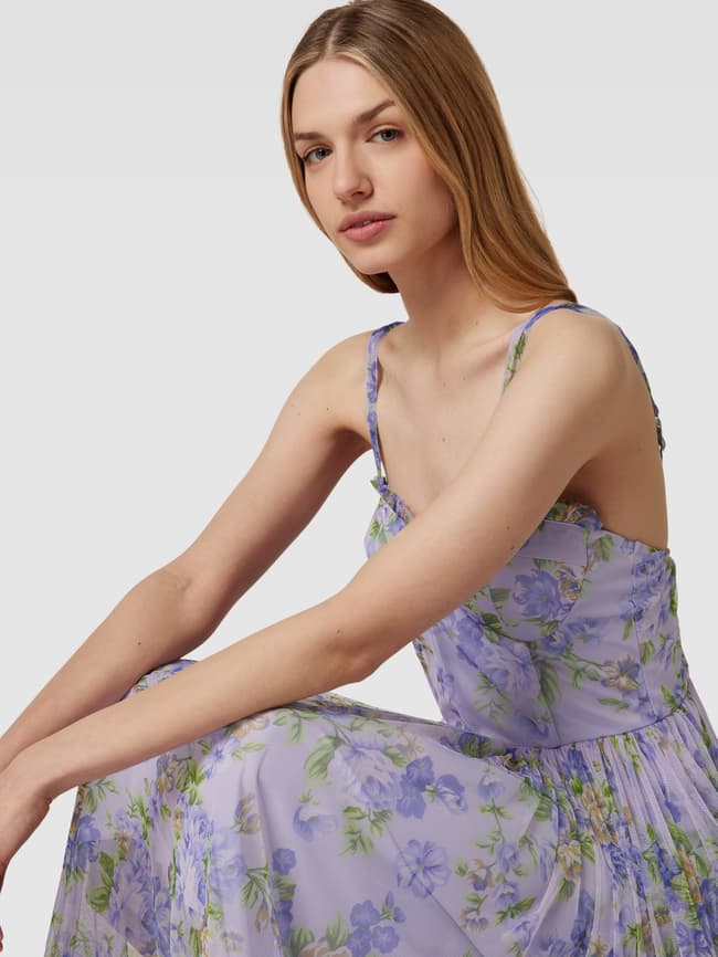 LACE BEADS Cocktailkleid mit floralem Allover-Muster (flieder