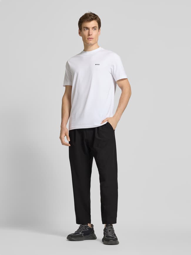 BOSS Green Relaxed Fit Bundfaltenhose mit elastischem Bund (black