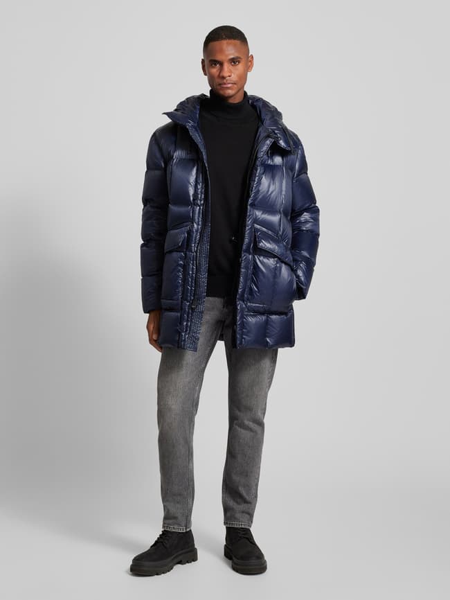 Blauer Usa Daunenjacke mit Label-Patch Modell 'TIVERTON' (marine