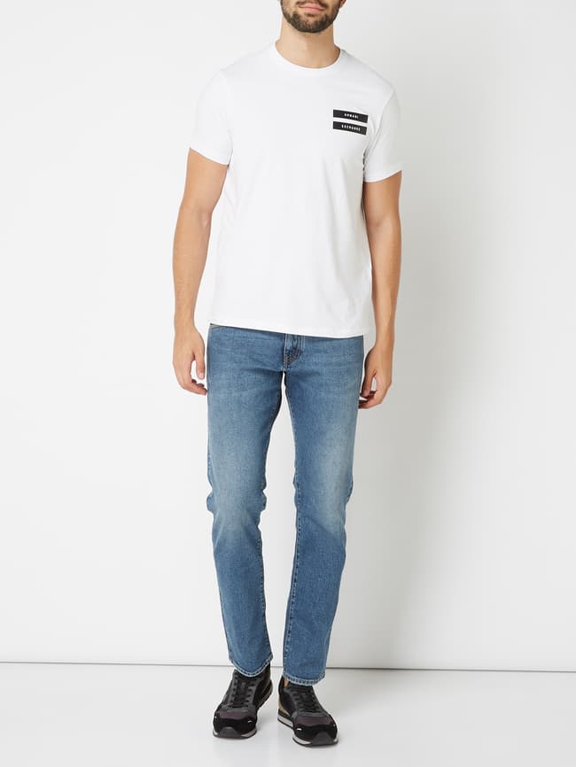 ARMANI EXCHANGE Slim Fit T-Shirt mit gummiertem Logo-Print (weiss 