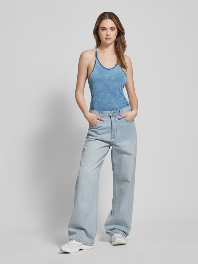 G-Star Donne Gathered Indigo Slim Tank Top – Canotta Donna In Denim, Vestibilità Comoda - 3