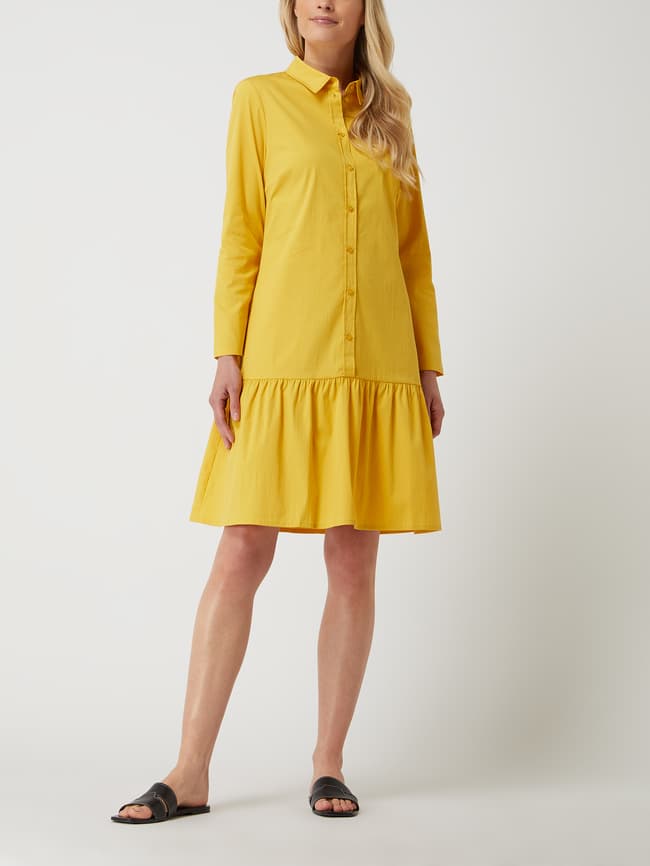 Kup online LÉGÈRE Sukienka koszulowa z dołem obszytym falbaną (żółty)