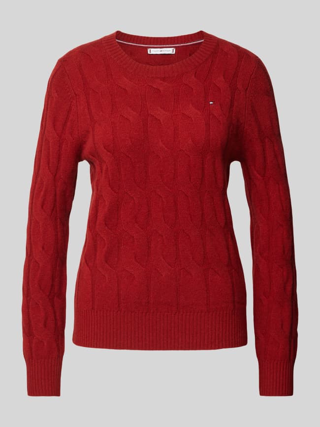 Zopfmuster Roter Hilfiger Pullover Damen Tommy Hilfiger