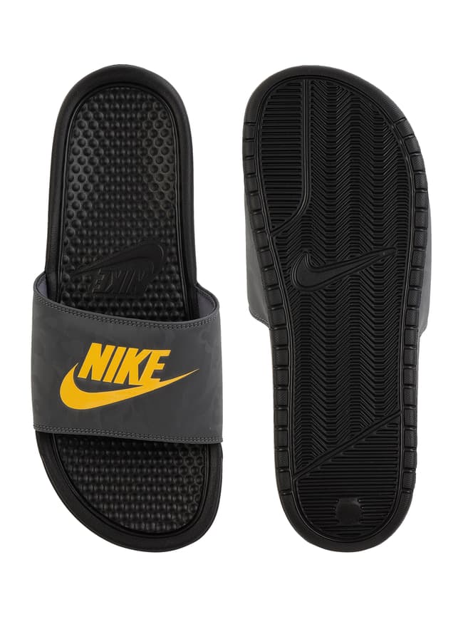 Black and yellow nike slides online