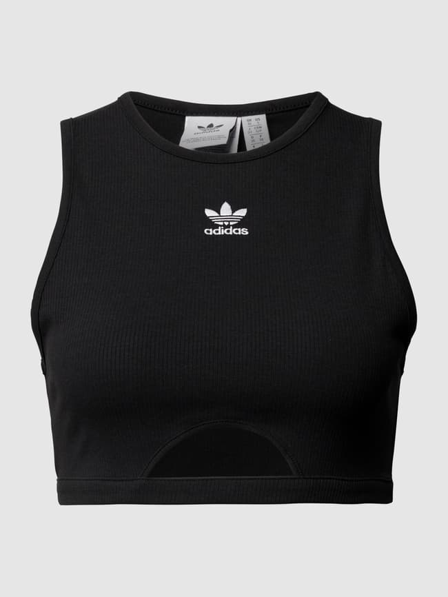 Black and white adidas crop top on sale