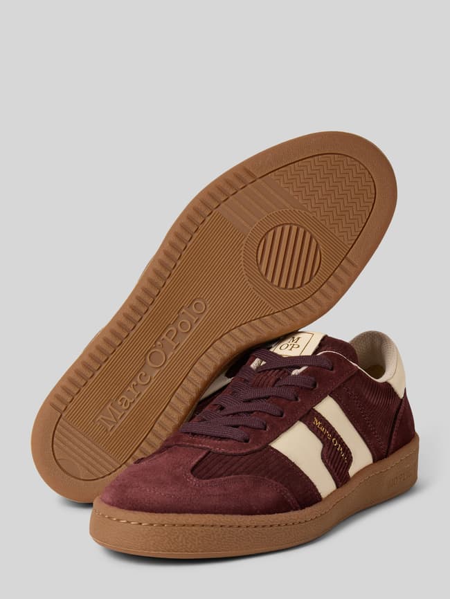 Marc O'Polo Low Top Sneaker aus Rindleder in Cord-Optik (bordeaux