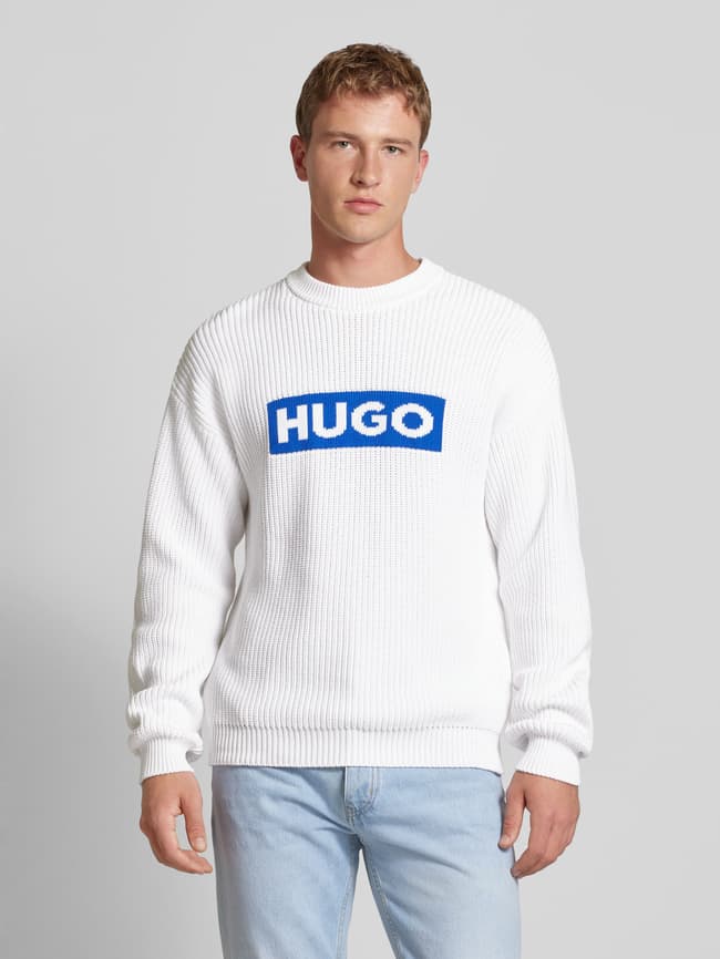 Hugo Blue Strickpullover mit Logo-Stitching Modell 