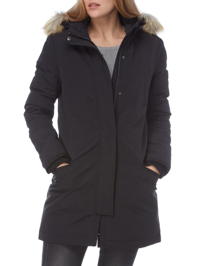 Tommy Jeans Daunenmantel mit abnehmbarem Webpelzbesatz (black 