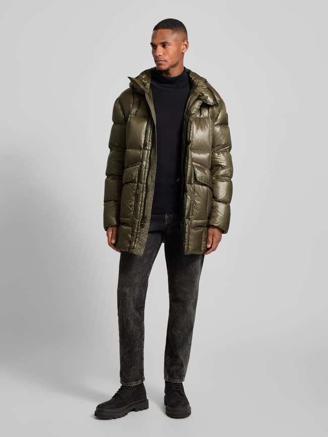 Blauer Usa Daunenjacke mit Label-Patch Modell 'TIVERTON' (oliv