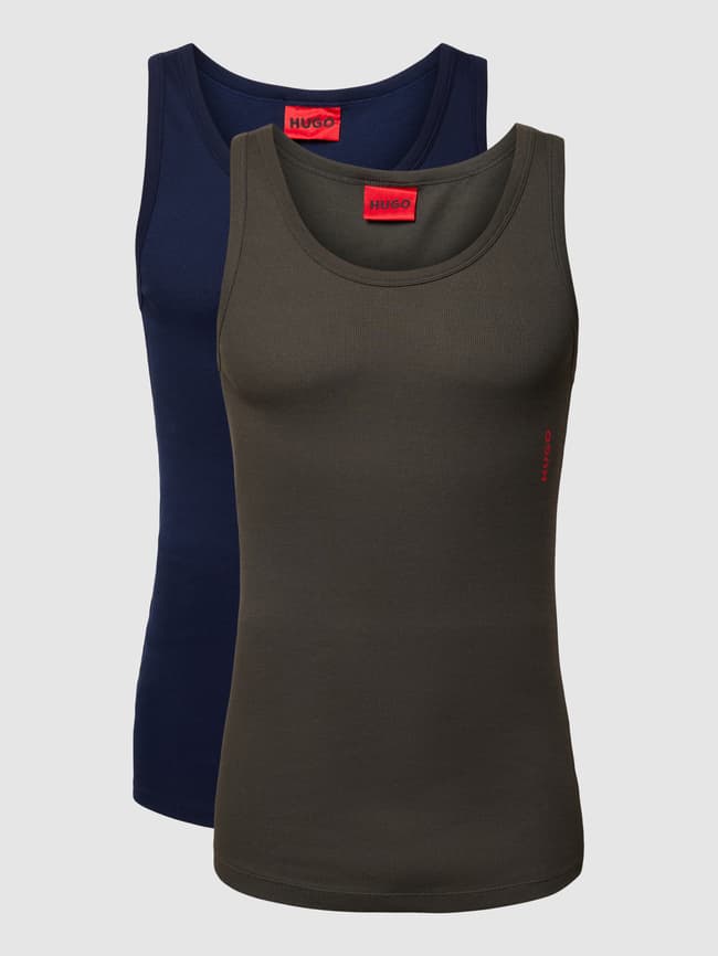 HUGO Tanktop met labelprint in een set van 2 stuks in blauw online kopen | P&C