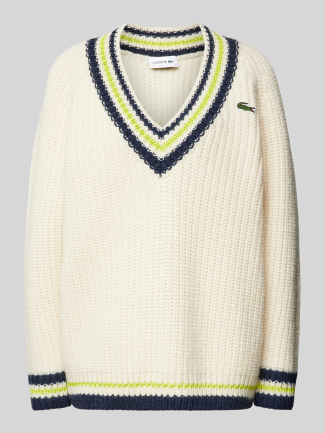 Lacoste Sport Strickpullover mit V-Ausschnitt (ecru) online kaufen