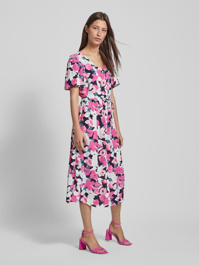 Tom Tailor Midi-jurk met strikceintuur in felroze online kopen P&C