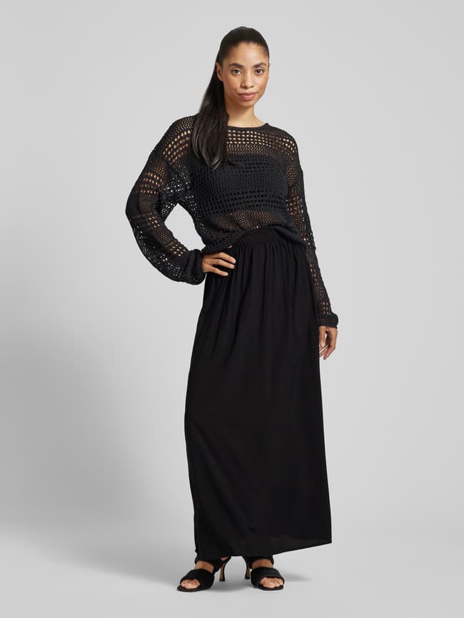 Elegante Dames Maxi Rok met Plissé Look en Hoge Taille