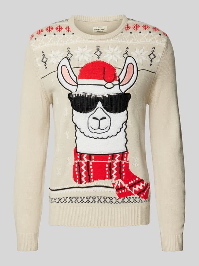 Montego Weihnachtspullover mit Paillettenbesatz (stein) online kaufen