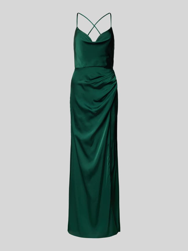 camilla and marc bowery slip dress fitzgerald green The Defy Gravity V Neck Long Bias Slip Dress With Train