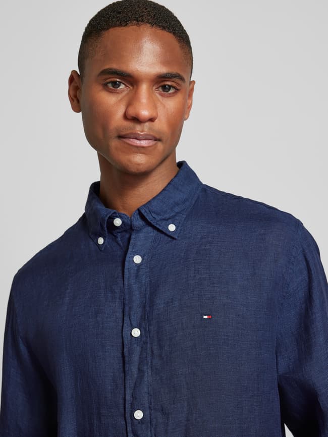 Tommy Hilfiger Regular Fit Leinenhemd mit Button-Down-Kragen 