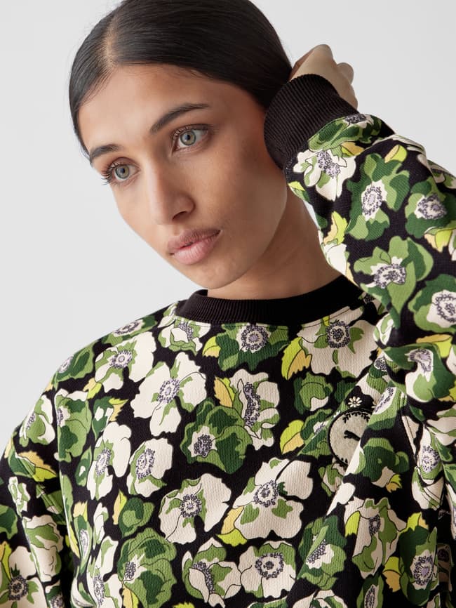 Puma X Liberty Sweatshirt mit floralem Muster (oliv) online kaufen 