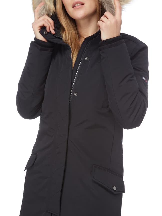 Tommy Jeans Daunenmantel mit abnehmbarem Webpelzbesatz (black 