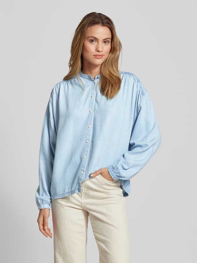 BOSS Orange Regular Fit Jeansbluse mit Stehkragen Modell 'Bizzan