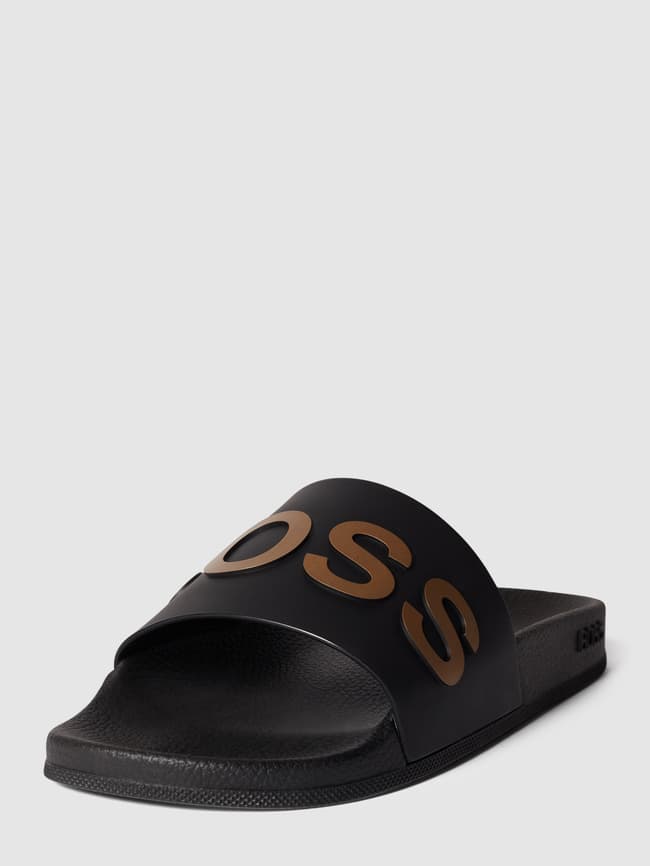 Hugo boss sliders on sale black and gold