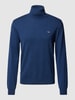 Gant Rollkragenpullover mit Label-Stitching aus Baumwoll-Woll-Mix Marine Melange