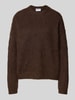 Jake*s Collection Gebreide pullover met ronde hals Donkerbruin