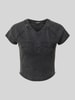 TRUE RELIGION Slim fit kort top van katoenmix model 'ribbed baby' Zwart