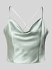 Jake*s Cocktail Crop Top mit Wasserfallausschnitt und Schnürung Lind Melange