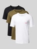 HUGO T-Shirt mit Label-Print im 3er-Pack Oliv