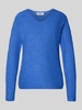 Only Regular Fit Strickpullover mit V-Ausschnitt Modell 'CAMILLA' Blau Melange