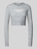 Tommy Jeans Cropped Strickpullover mit Label-Print Mittelgrau