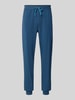 BOSS Spodnie dresowe o kroju regular fit z mieszanki bawełny Ciemnoniebieski