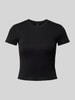 Only T-Shirt mit geripptem Rundhalsausschnitt Modell 'ELINA' Black