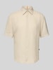 BOSS Orange Regular Fit Leinenhemd mit 1/2-Arm Modell 'Rash' Sand