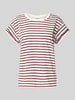Jake*s Casual T-shirt met streepmotief Donkerrood