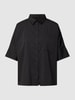 Milano Italy Blouse met blinde knoopsluiting Zwart