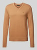 Tommy Hilfiger Sweter z dzianiny z wyhaftowanym logo model ‘PIMA’ Camel